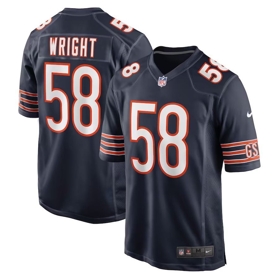 Men Chicago Bears 58 Darnell Wright Nike Navy 2023 NFL Draft First Round Pick Game Jersey